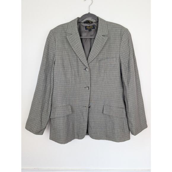 Brooks Brothers Blazer Jacket Plaid Linen Schoolboy Dark Academia Fall Size 16 - Picture 1 of 10